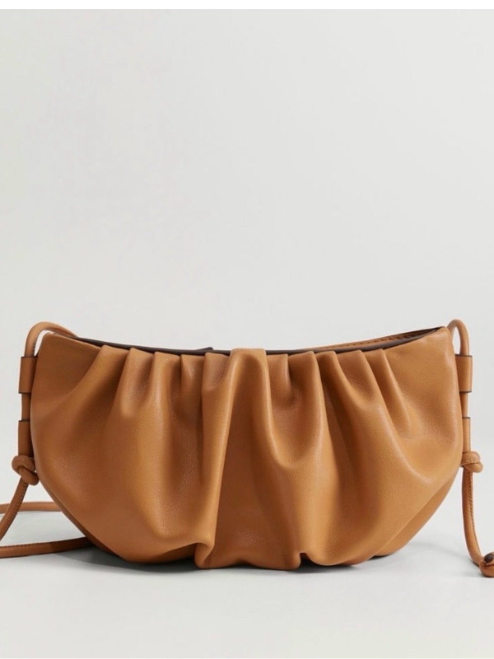 Mango Pleated
Volume Crossbody Bag.  Color: Tan/Brown